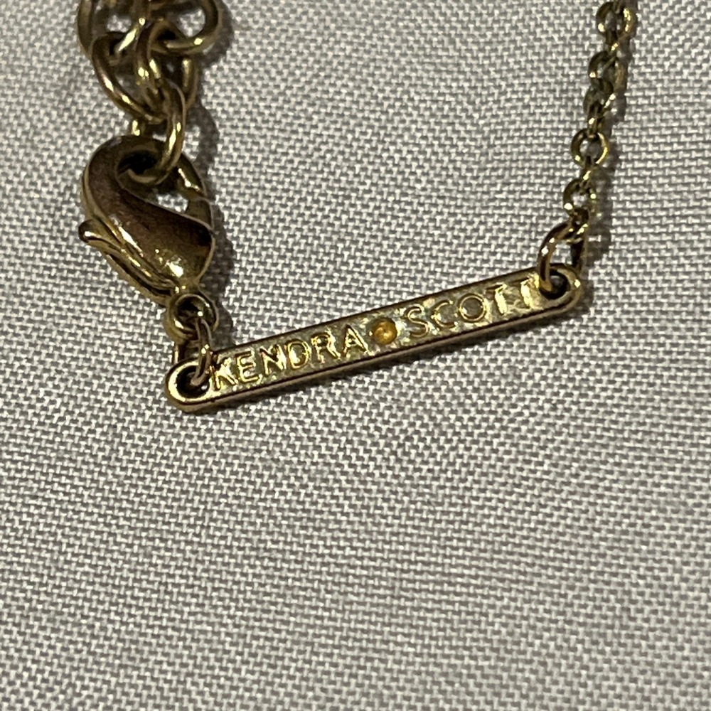 Kendra Scott Signed Gold Tone Pink Quartz Cable Chain Adj Necklace - Picture 5 of 5
